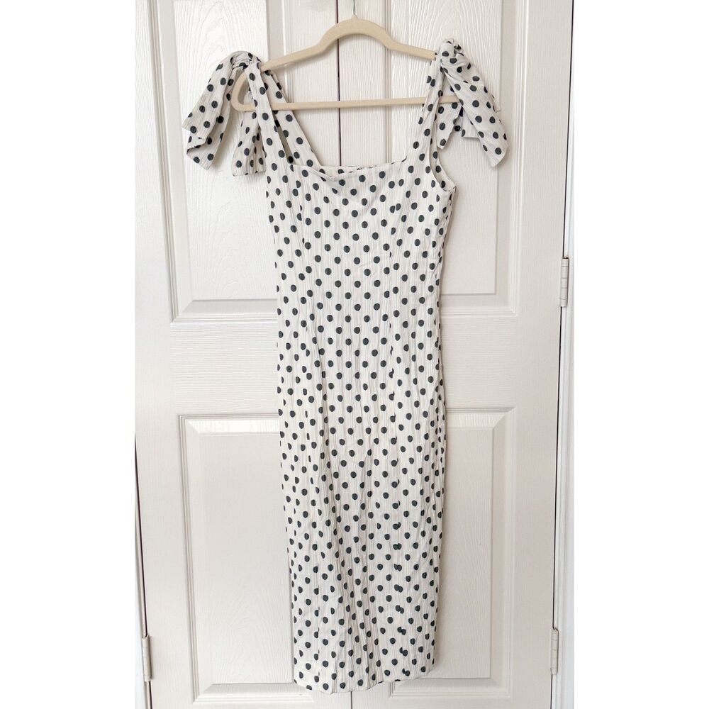 Maeve Bow-Shoulder Slim Midi Dress - size small